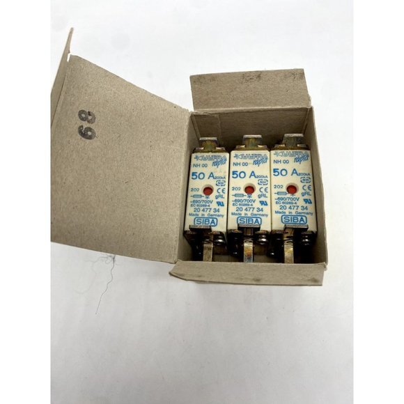 SIBA Ultra Rapid URM Fuse Inserts Fuse Left 50A 700V 690V 3 Pack NEW - Picture 2 of 5